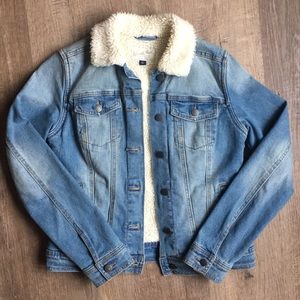NWOT Denim Sherpa Jacket
